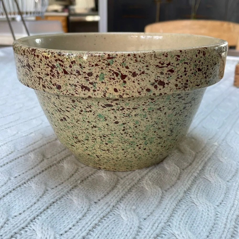 Vtg Roseville Pottery Splatter Mixing Bowl Ohio Retro Country Kitchen Baking